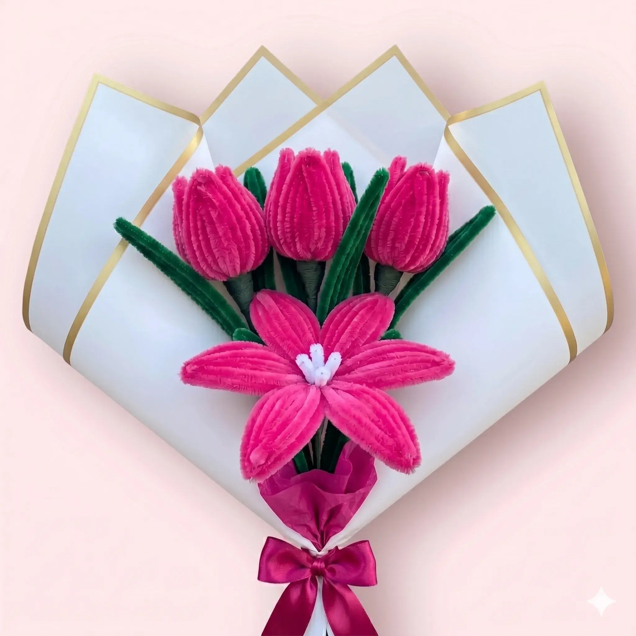 Ramo de 1 Lirio y 3 Tulipanes