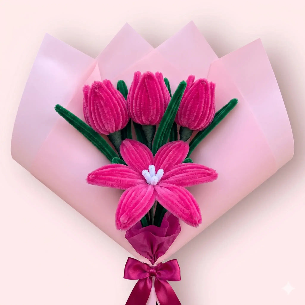 Ramo de 1 Lirio y 3 Tulipanes