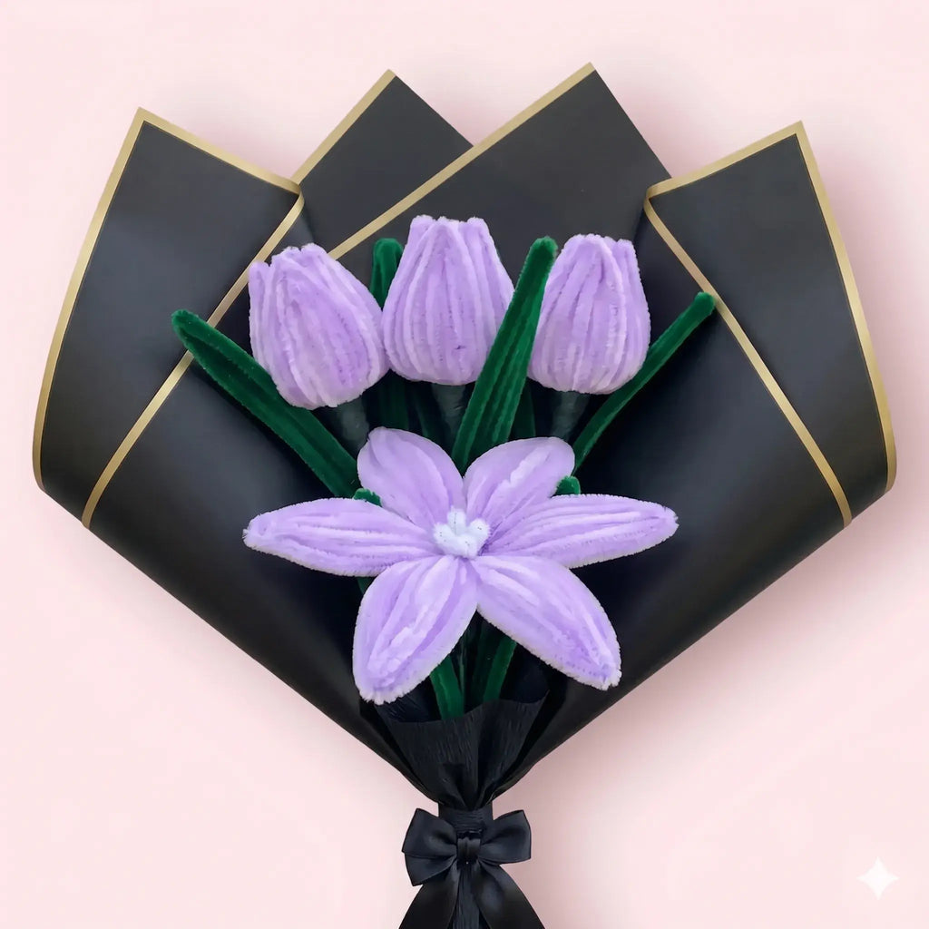 Ramo de 1 Lirio y 3 Tulipanes
