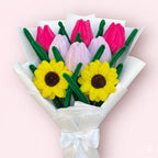 Ramo de 2 Girasoles y 6 Tulipanes