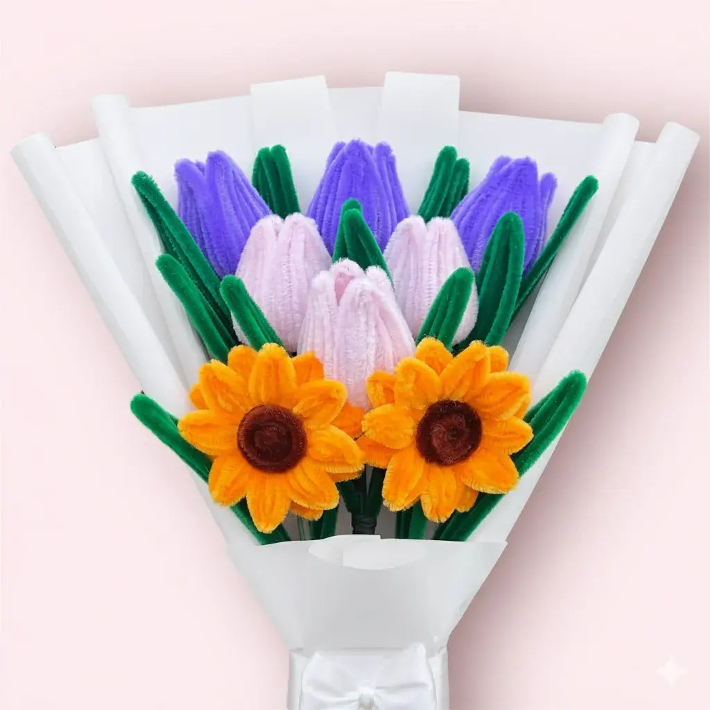 Ramo de 2 Girasoles y 6 Tulipanes