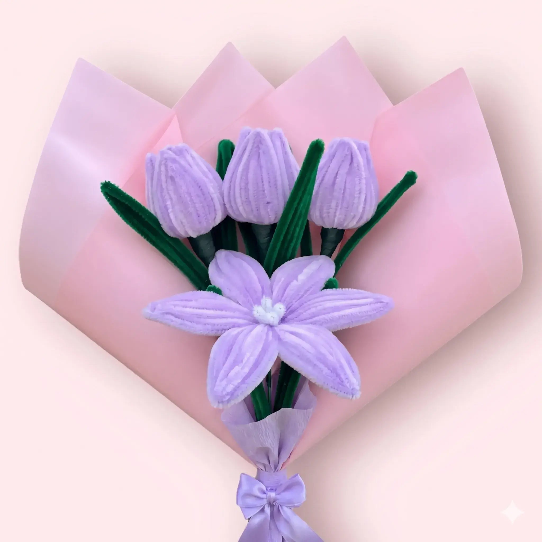Ramo de 1 Lirio y 3 Tulipanes