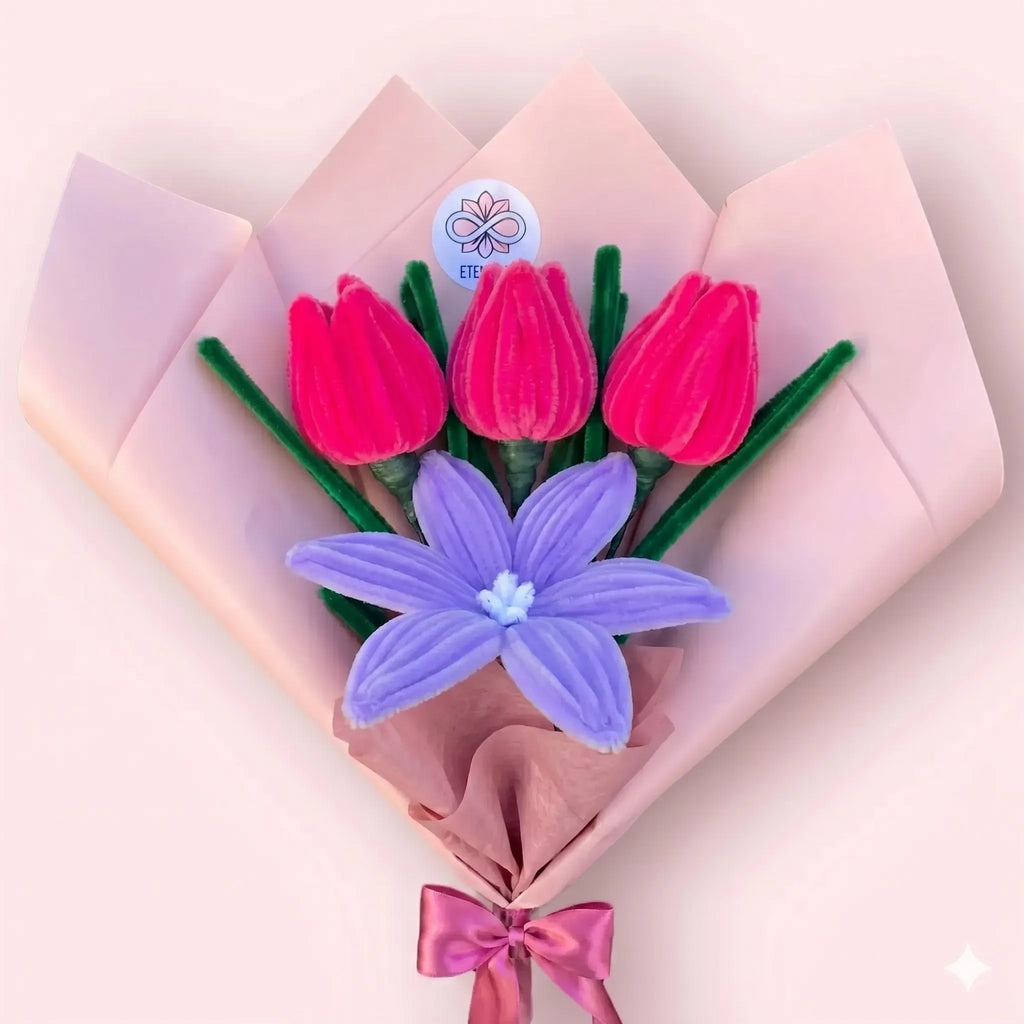 Ramo de 1 Lirio y 3 Tulipanes