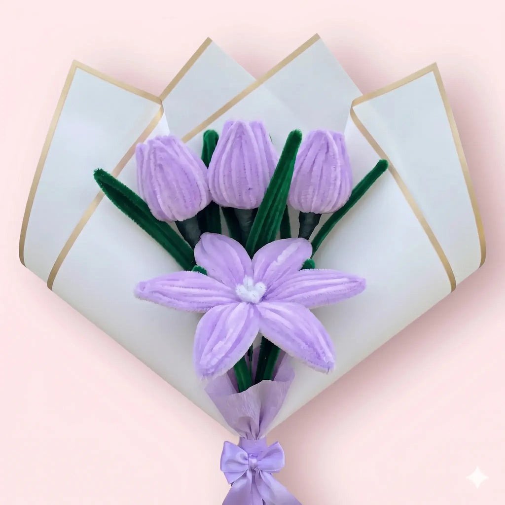 Ramo de 1 Lirio y 3 Tulipanes
