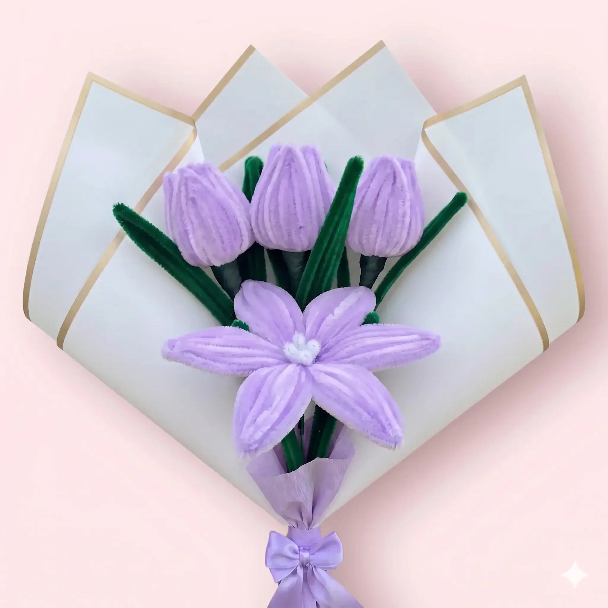 Ramo de 1 Lirio y 3 Tulipanes