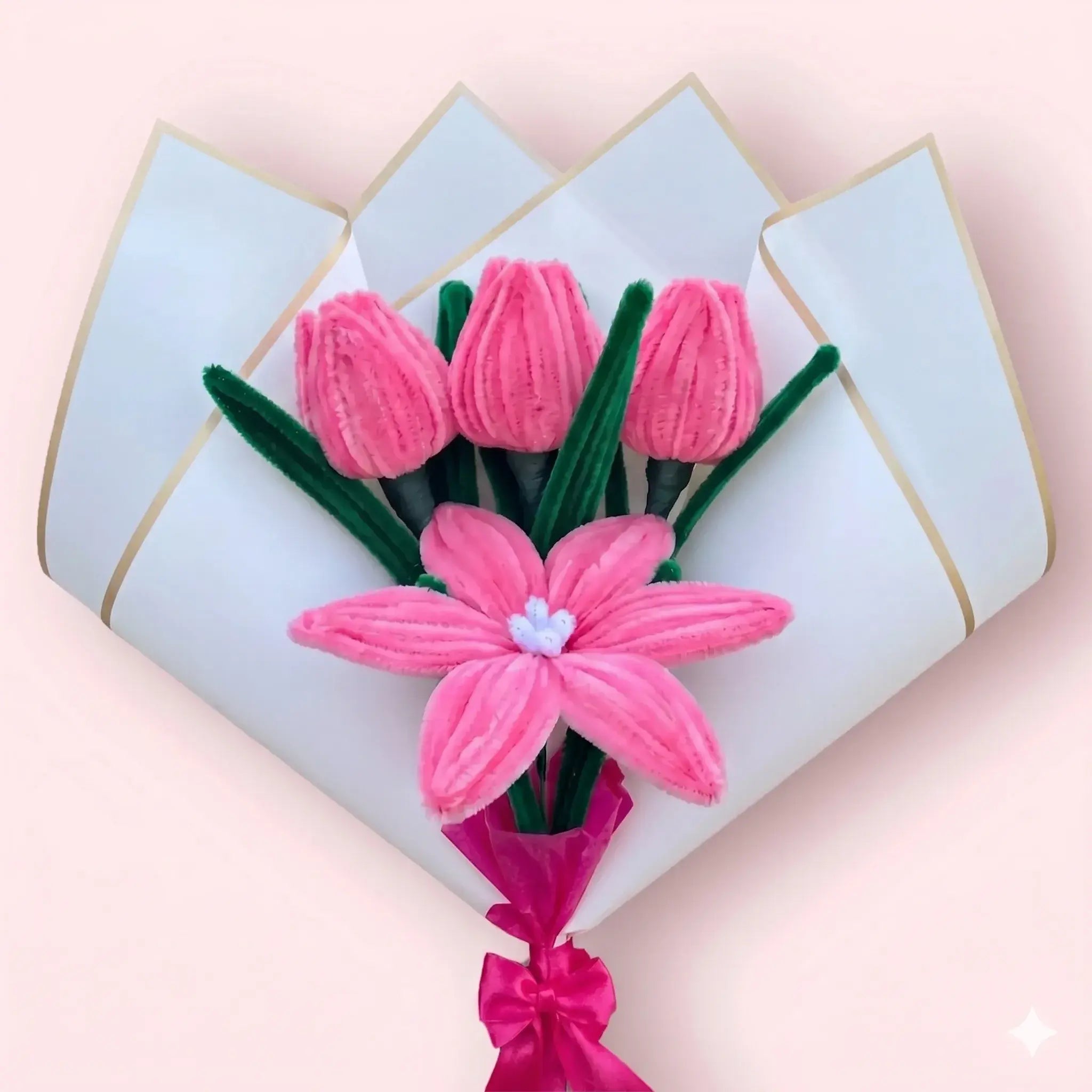 Ramo de 1 Lirio y 3 Tulipanes