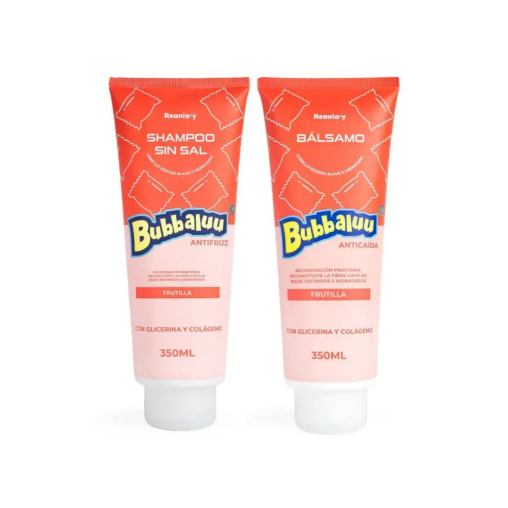 Set Capilar Shampoo y Bálsamo Acondicionador Bubbaluu 350ml - Frutilla