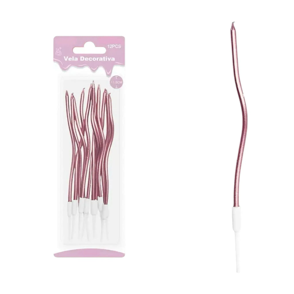 Velas decorativas onduladas metalizadas 11,5cm (12 unidades)