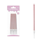 Velas decorativas rectas lisas metalizadas 10,5cm (6 unidades)