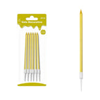 Velas decorativas rectas lisas metalizadas 10,5cm (6 unidades)