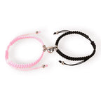 Set pulseras de hilo trenzado y corazón con imán