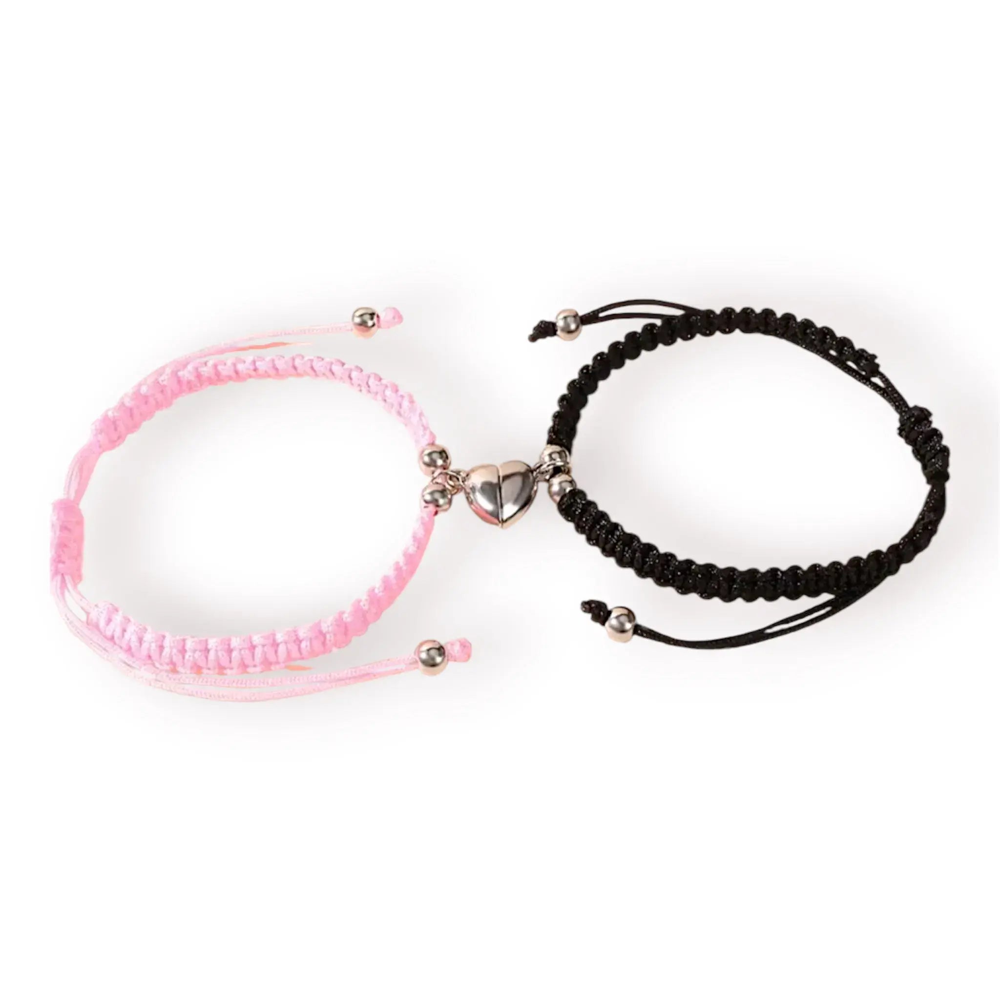 Set pulseras de hilo trenzado y corazón con imán