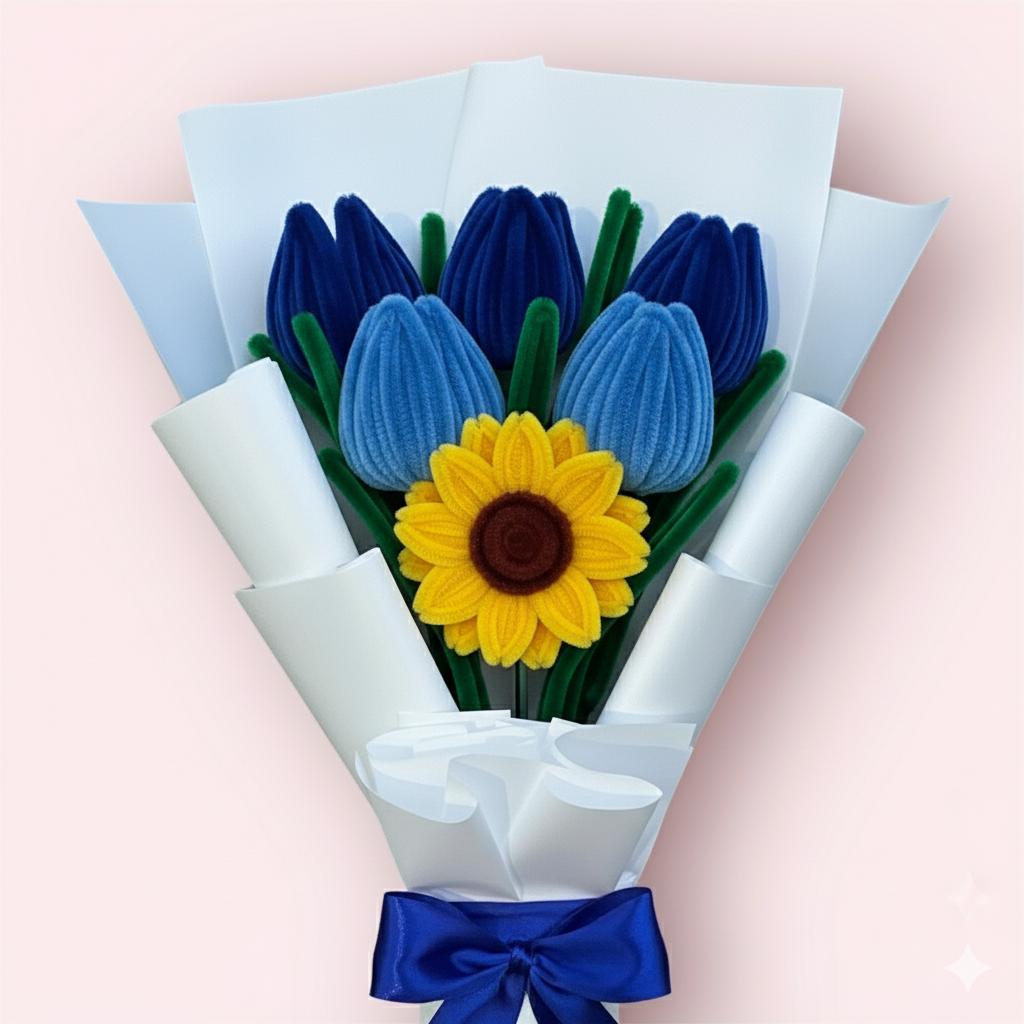 Ramo de 1 Girasol y 5 Tulipanes