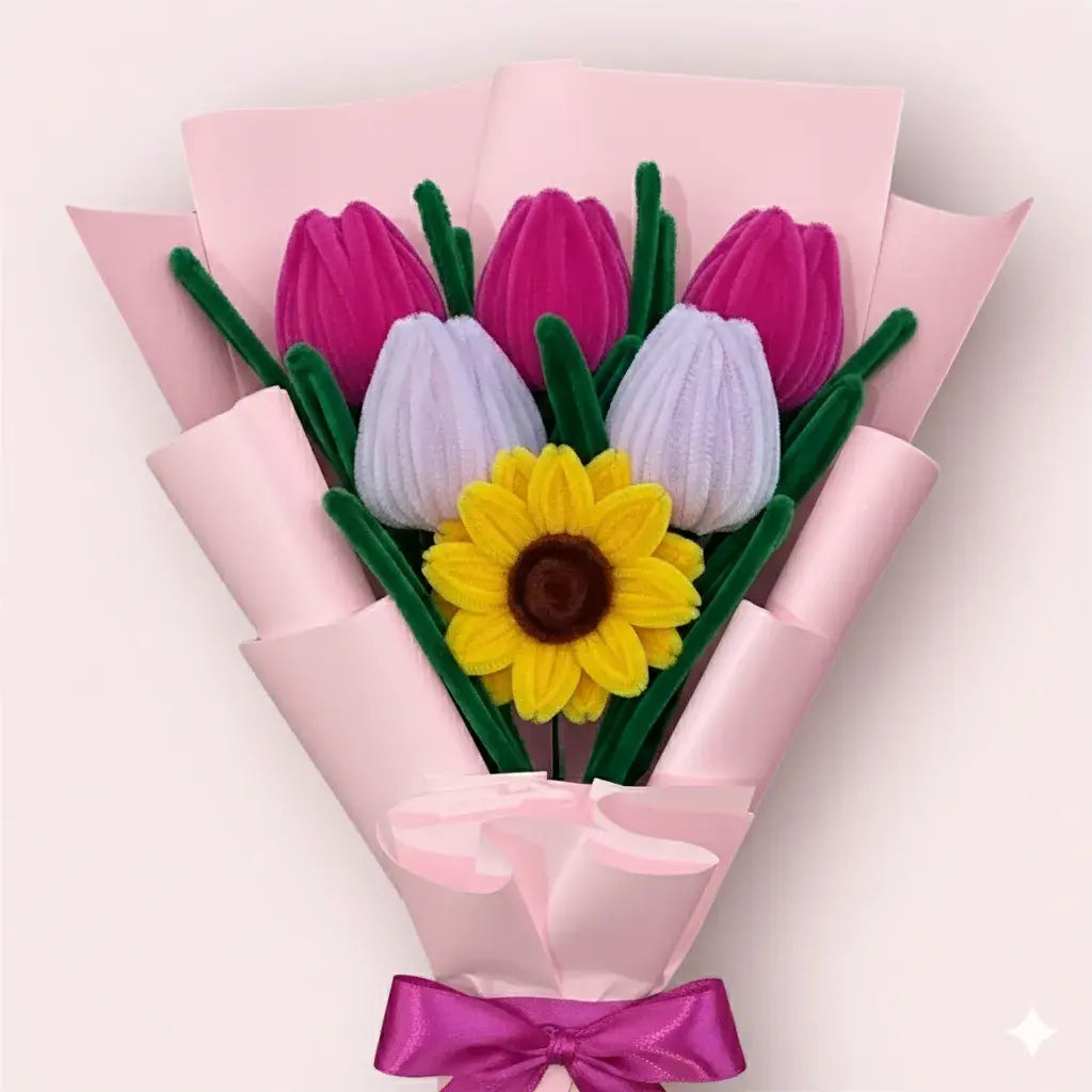 Ramo de 1 Girasol y 5 Tulipanes