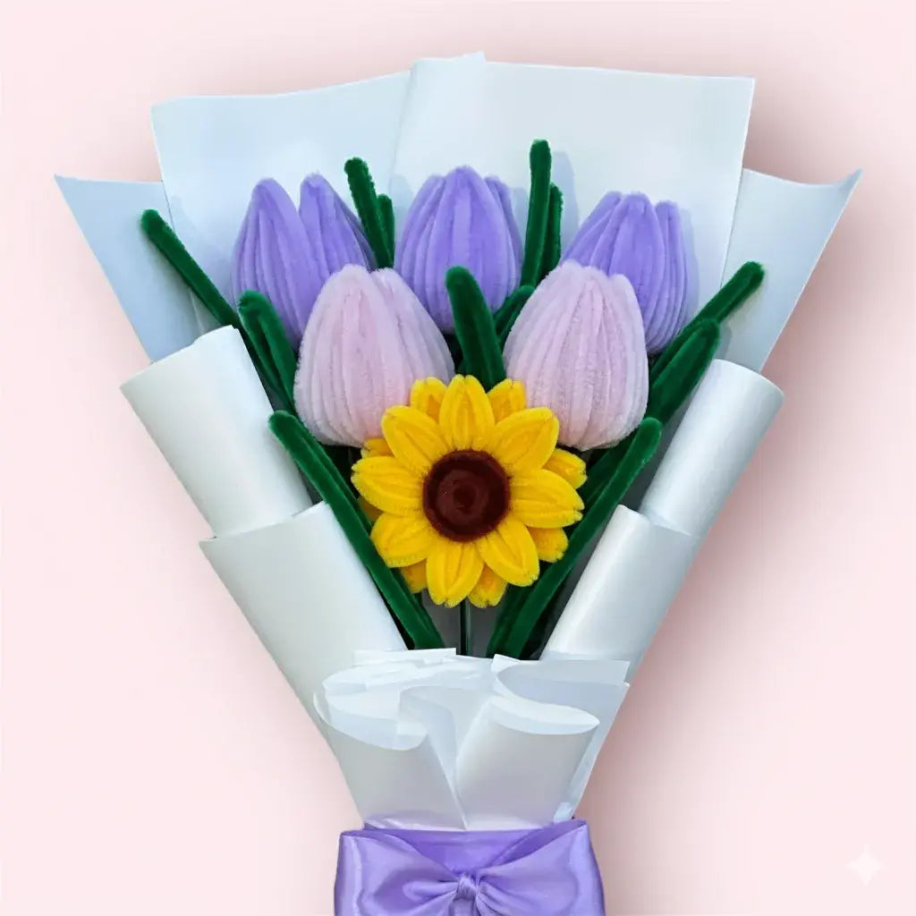 Ramo de 1 Girasol y 5 Tulipanes