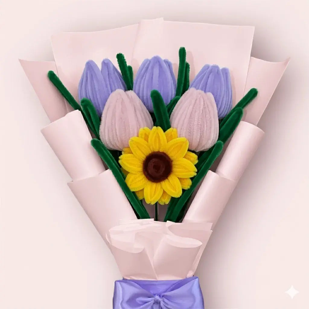 Ramo de 1 Girasol y 5 Tulipanes