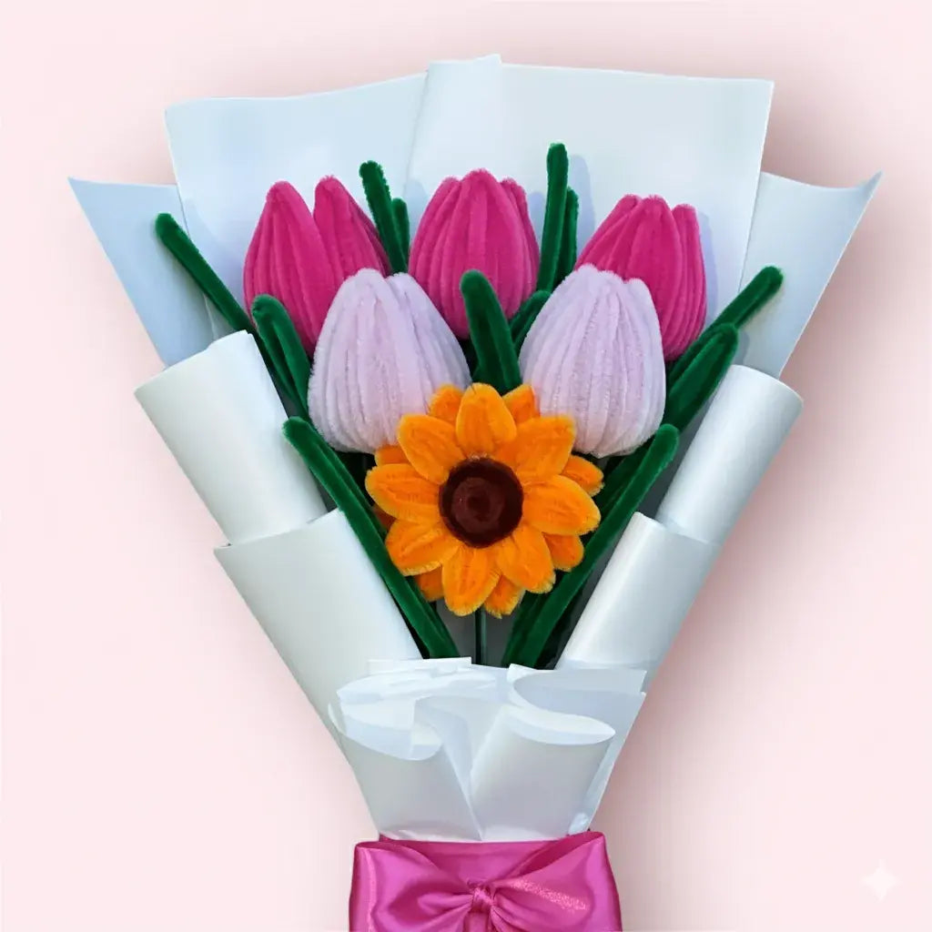 Ramo de 1 Girasol y 5 Tulipanes