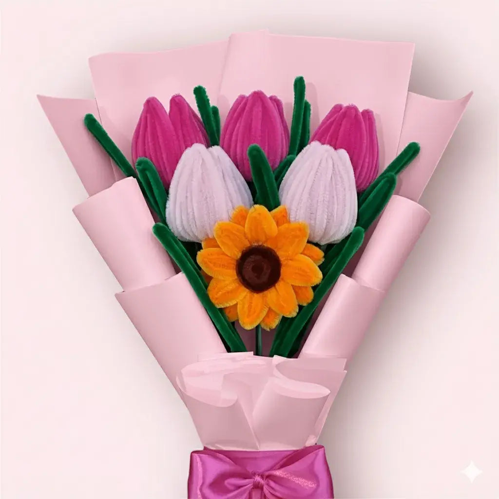 Ramo de 1 Girasol y 5 Tulipanes