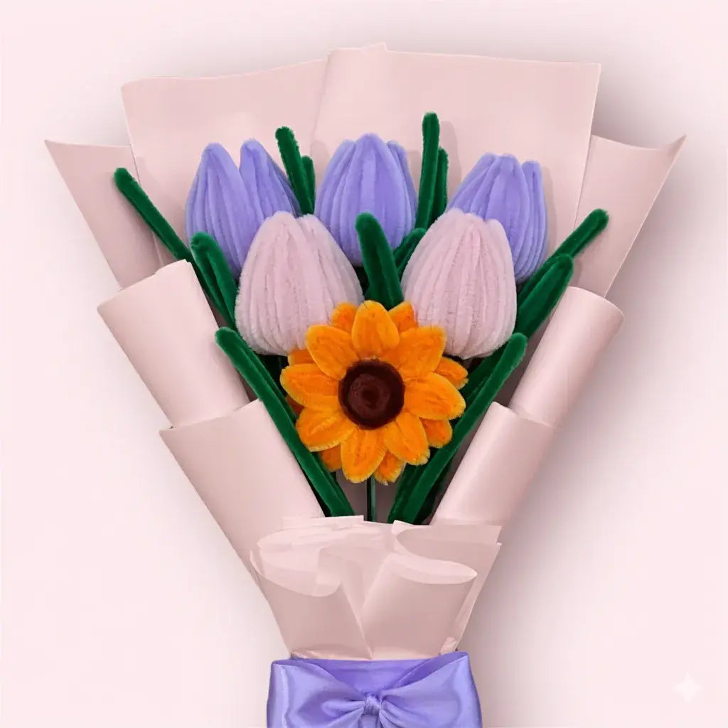 Ramo de 1 Girasol y 5 Tulipanes