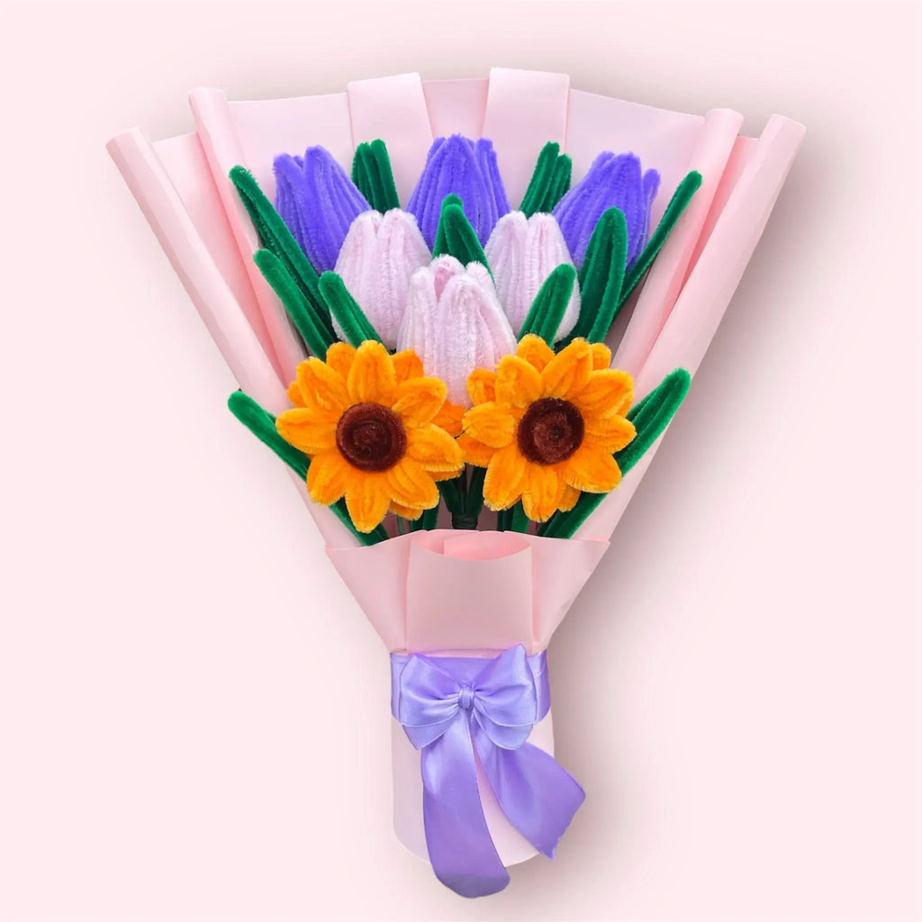Ramo de 2 Girasoles y 6 Tulipanes