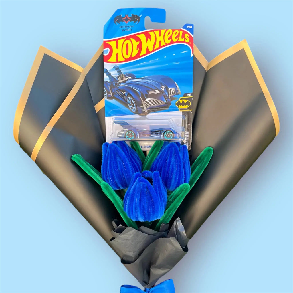 Ramo de Hot Wheels y 3 Tulipanes