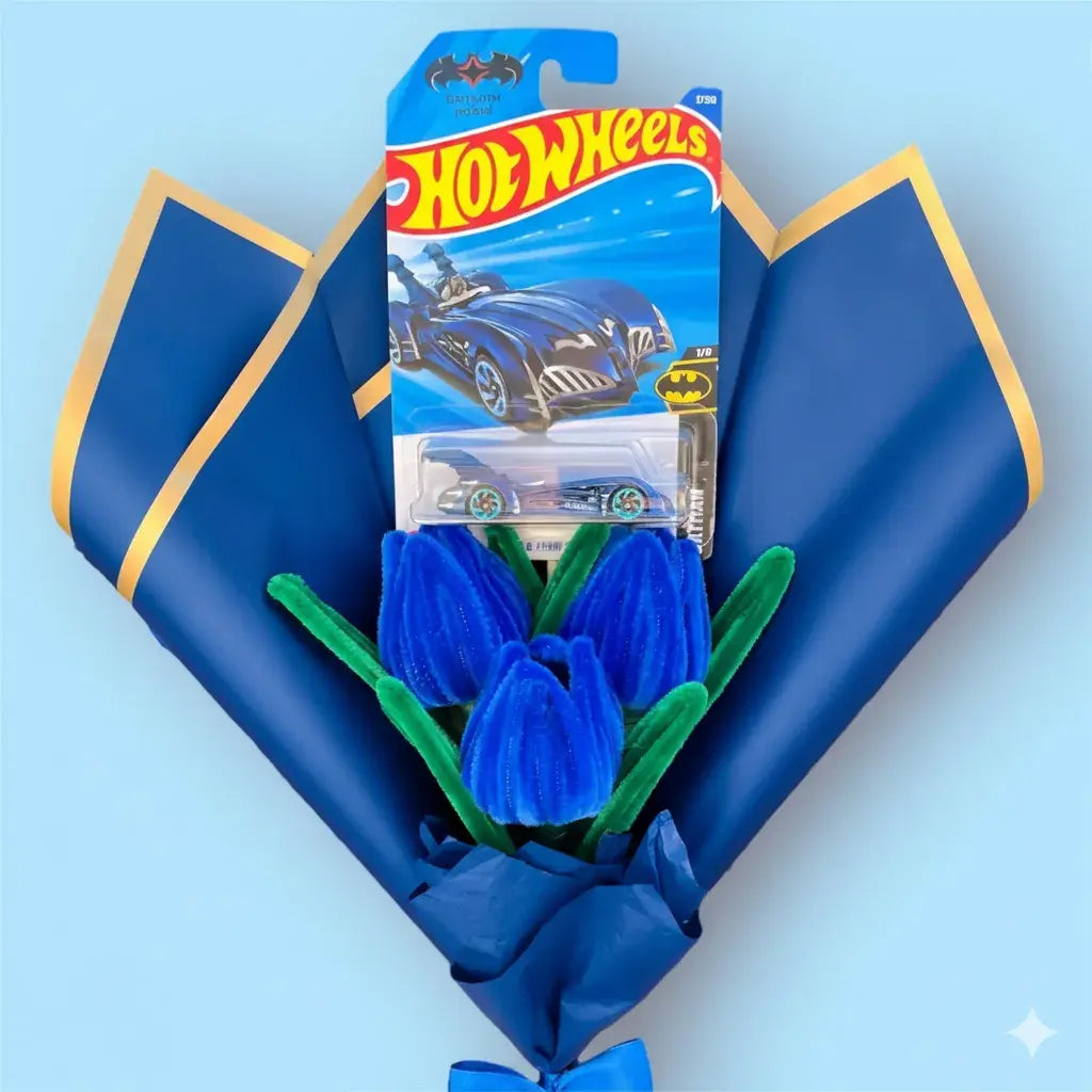 Ramo de Hot Wheels y 3 Tulipanes