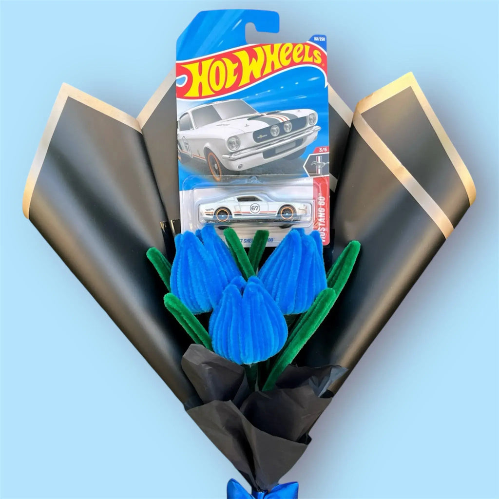 Ramo de Hot Wheels y 3 Tulipanes