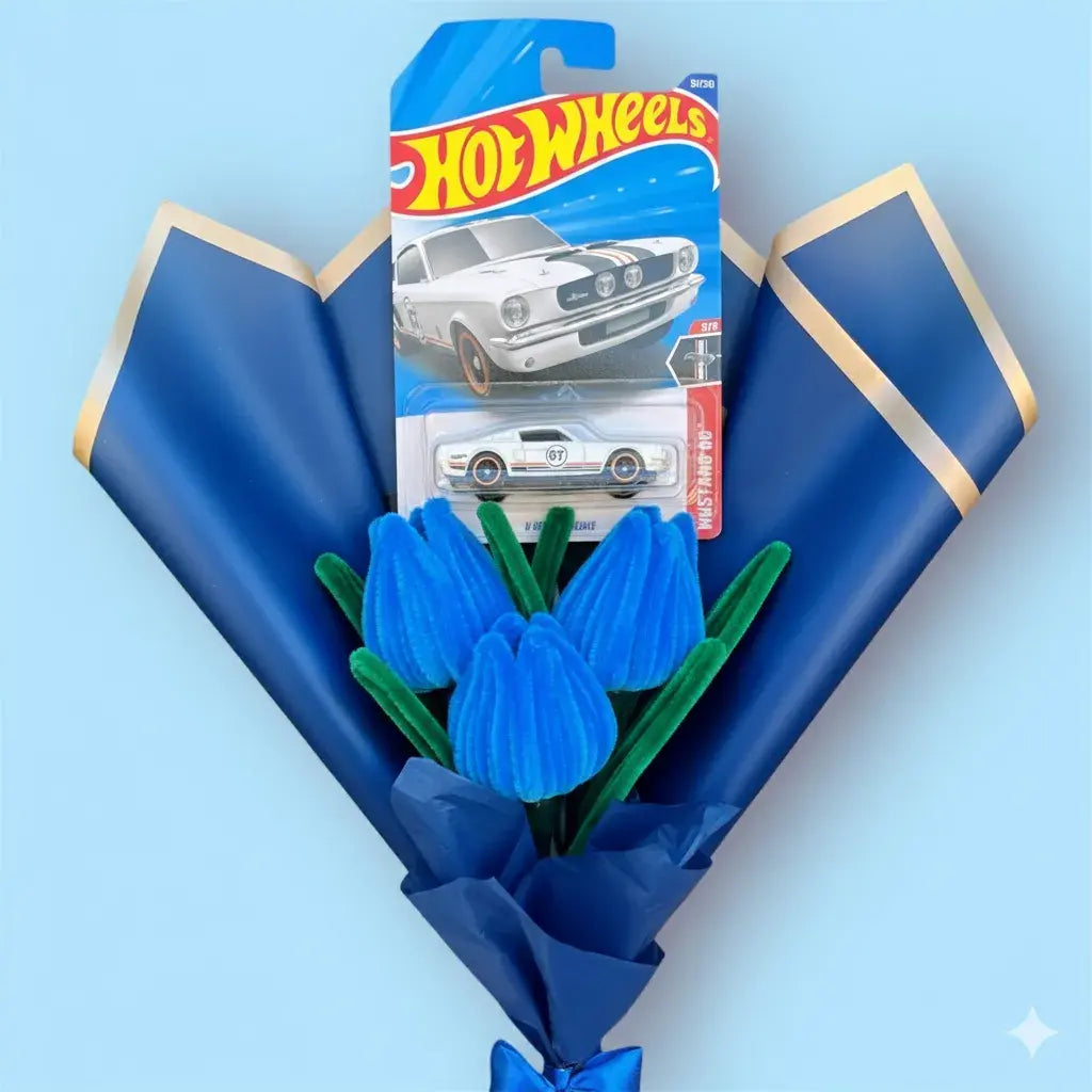 Ramo de Hot Wheels y 3 Tulipanes