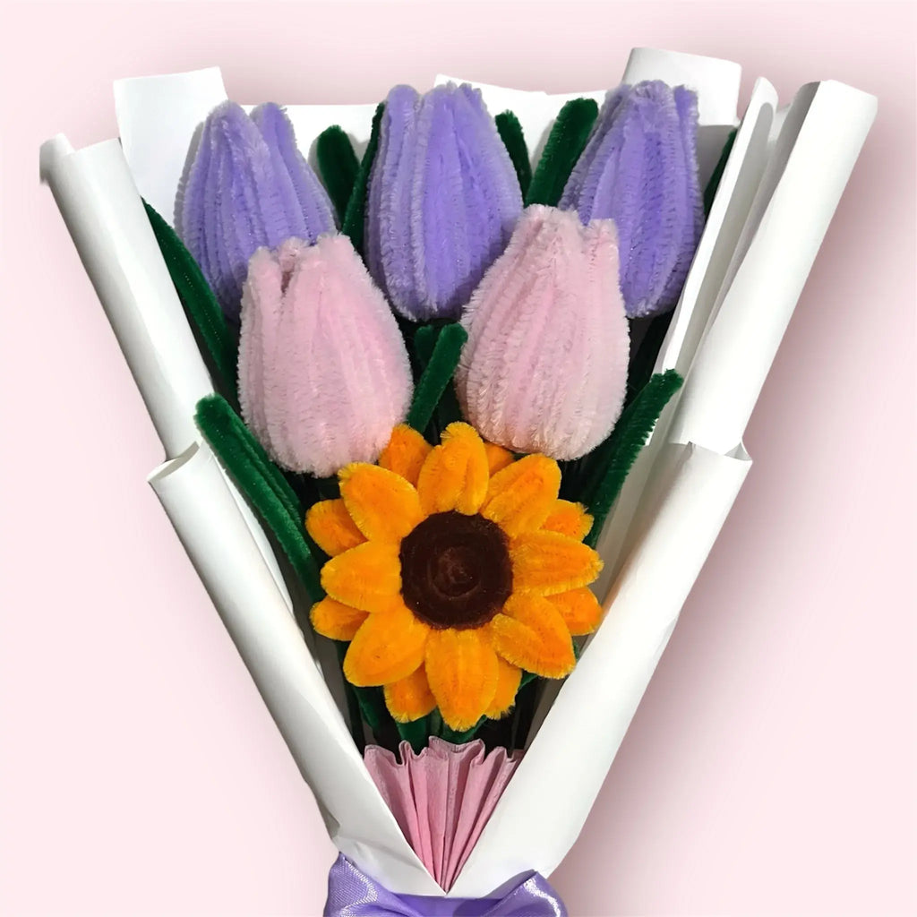 Ramo de 1 Girasol y 5 Tulipanes