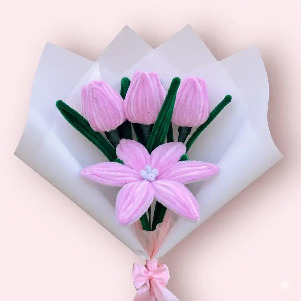 Ramo de 1 Lirio y 3 Tulipanes