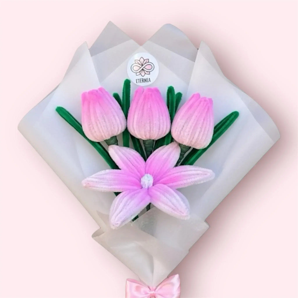 Ramo de 1 Lirio y 3 Tulipanes