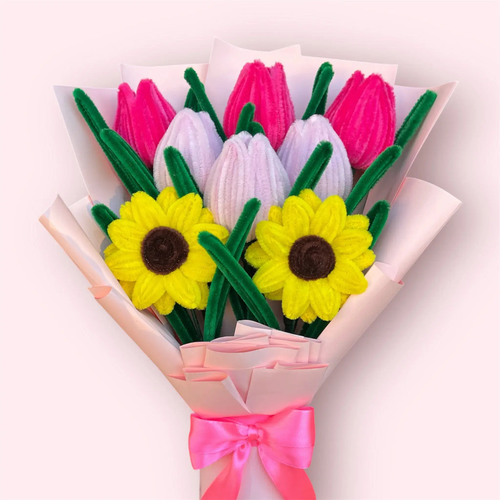 Ramo de 2 Girasoles y 6 Tulipanes